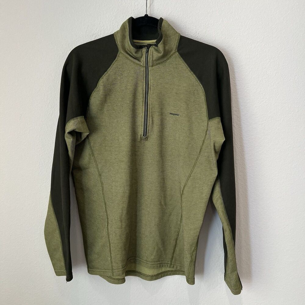 Patagonia Mens Capilene 3 Zip-Neck Pullover Shirt Medium Green Style 44440